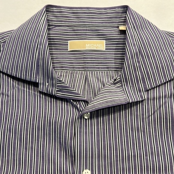 MICHAEL KORS purple and dark gray striped dress button down size 17.5, 34/35 - Picture 1 of 7
